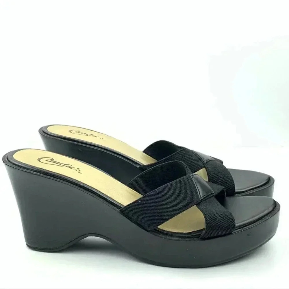 Candies womens sandals size 9.5 black chunky platforms 90s y2k vintage